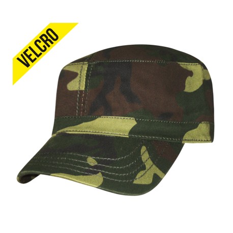 GORRA ARMY CORTE CILINDRICO,NUMERO DE PANELES 4,GAJOS LATERALES,HORIZONTALES AL TONO DE LA GORRA,VISERA CORTA,CURVA Y AL TONO D