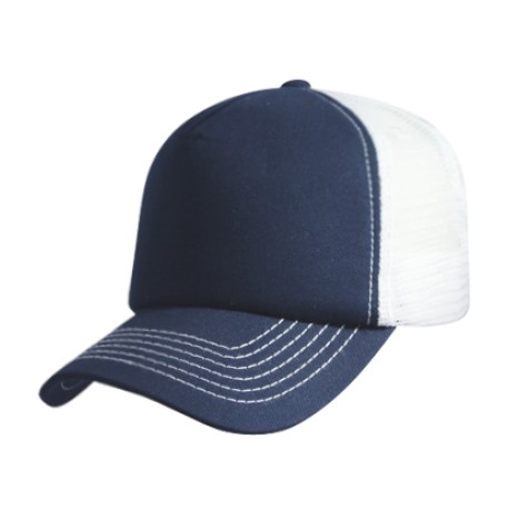 GORRA ARTILLERIA CORTE ALTO NUMERO DE GAJOS 5 GAJOS LATERALES MALLA EN CONTRASTE OJILLOS AL TONO CURVA PREFORMADA BROCHE PLASTI