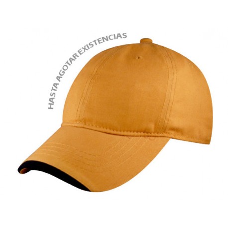 GORRA FRANCES CORTE BAJO FRENTE SUAVE VISERA CON FILO EN CONTRASTE BROCHE CON HEBILLA METALICA /AJUSTADOR OCULTO COLOR MANGO