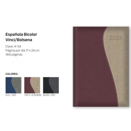 AAGENDA ESPAÑOLA BICOLOR VINCI/BOLSENA DIARIA