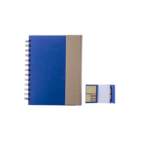 Libreta Minna ecológica con espiral metálico, broche magnético y protector de externos. Incluye 5 bandas adhesivas en colores d