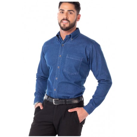 CAMISA DE MEZCLILLA CABALLERO MANGA LARGA TALLAS CH-EG