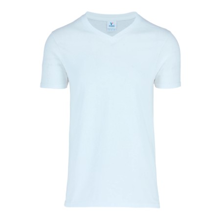PLAYERA CUELLO V MANGA CORTA CABELLERO BLANCA ECH-EG