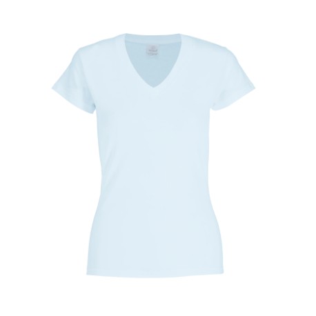 PLAYERA CUELLO V MANGA CORTA PARA DAMA BLANCA ECH-EG