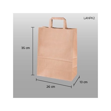 Bolsa de papel craft (kraft) con asa 26x35x13cm